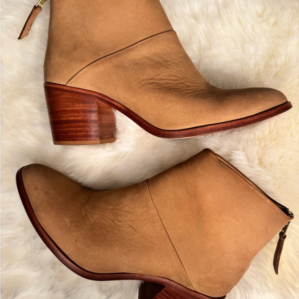 NISOLO Dari Boot - Ankle Booties Block Heel Suede Leather Wheat Tan Size 8.5 - Picture 5 of 14